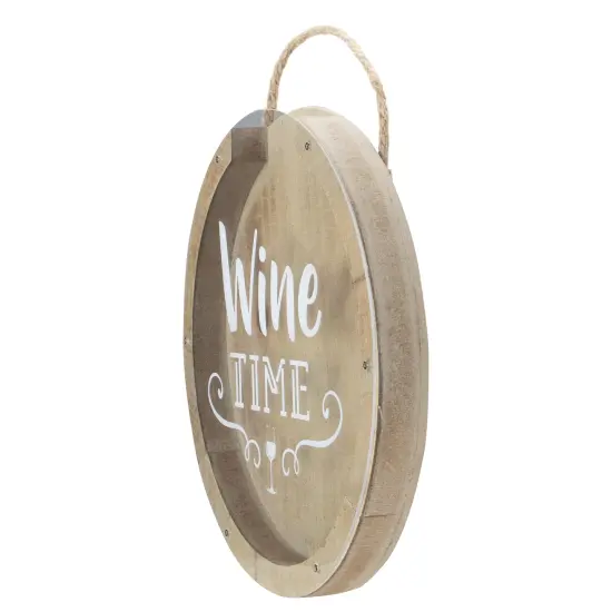 Northlight 12” Round Wine Time Cork Collector Wooden Hanging Wall Decoration Brown {6}