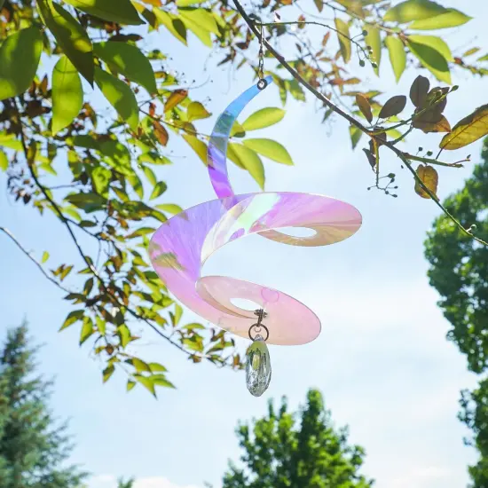 8-inch Iridescent Tear Drop Curlie with Crystal Spinner {2}