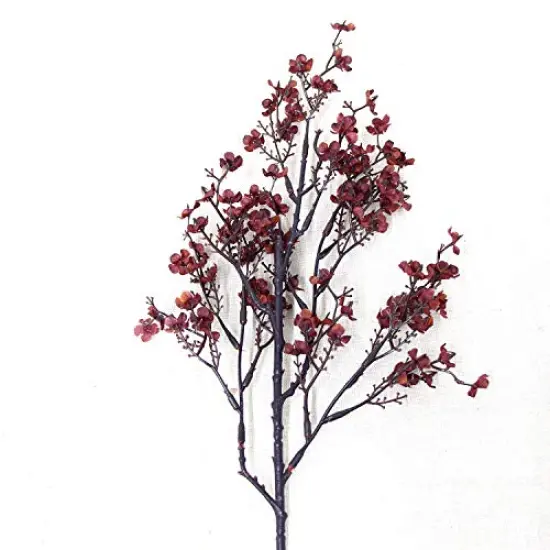 JAKY-Global Babys Breath Silk Artificial Flowers Burgundy 6 Bundle Fall Stems Fake Plants Decor Wedding Party Decoration Bouquets Real Touch DIY Home Garden (Autumn Red-6pcs) {2}