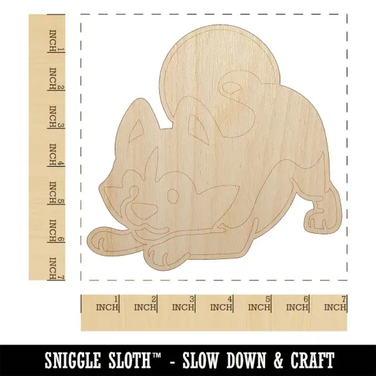 Siberian Husky Play Bow Dog Unfinished Wood Shape Piece Cutout for DIY Craft Projects {1}