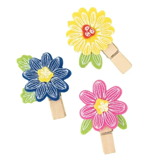 American Crafts Poppy And Pear Clothespins 6/Pkg-Flower {6}