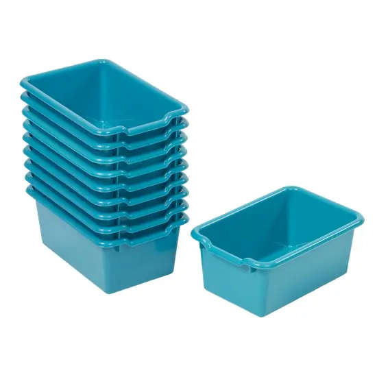 Scoop Front Storage Bins, Multipurpose Organization, 10-Pack Turquoise {1}