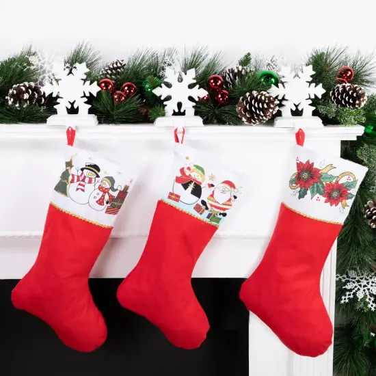 Northlight Santa and Snowman Christmas Stocking- 19" - Red and White {3}