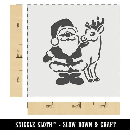 Santa Claus Standing with Reindeer Christmas Wall Cookie DIY Craft Reusable Stencil {6}