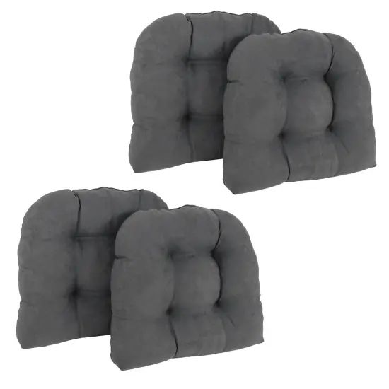19-inch U-Shaped Micro Suede Tufted Dining Chair Cushions (Set of 4) - Grey {1}