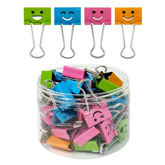 Wrapables Smiling Face Binder Clips for Office, Paper Clamps, Paper Clips Medium {1}