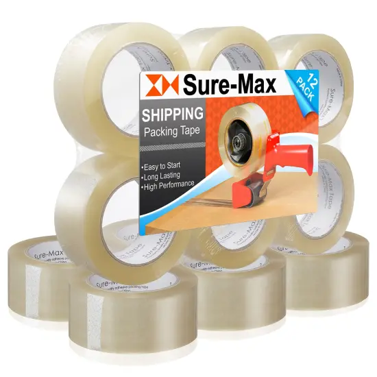 Sure-Max Premium Carton Packing Tape 2.0 mil 330 Feet (110 yards) - Clear {1}