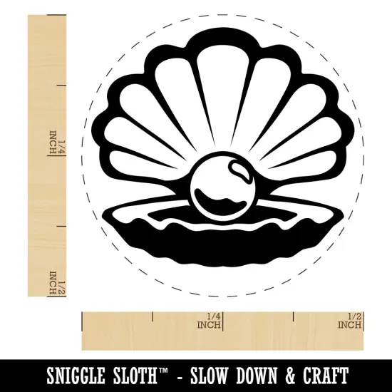Oyster with Pearl Sea Shell Self-Inking Rubber Stamp for Stamping Crafting Planners Brown {1}