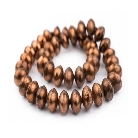 The Bead Chest Ethiopian Copper Saucer Beads, Large Hollow Handmade Bicone Lightweight Crafts Supplies for Jewelry Making (20mm) {3}