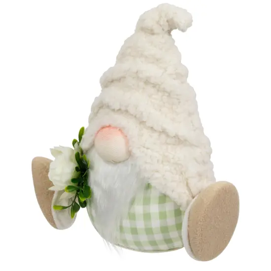 Northlight Plush Sitting Gnome with Flower Spring Figurine -10.5" Ivory {5}