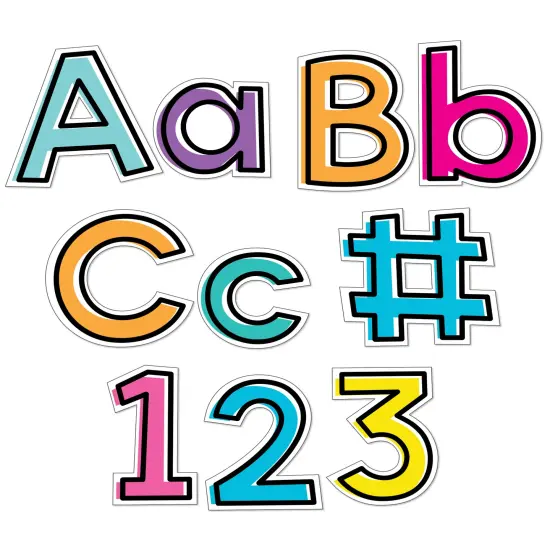 Carson Dellosa 219-Piece Kind Vibes Cutout Letters, 4" Colorful Upper and Lowercase Alphabet, Numbers, Punctuation, and Symbols for Bulletin Board, Posterboard, Party, and Classroom Decor {1}