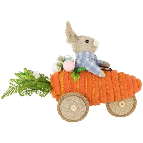 Northlight Boy Bunny with Carrot Car Easter Decoration - 13" Orange {5}