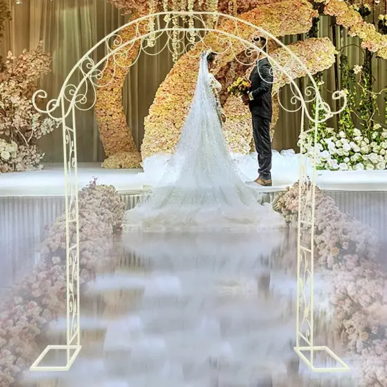 Wedding Arch Garden Backdrop Metal Flower Stand Flower for Birthday Decor 7.7Ft {5}