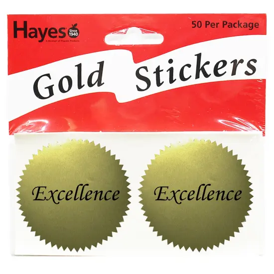 Excellence 2" Gold Certificate Seals, 50 Per Pack, 6 Packs {3}