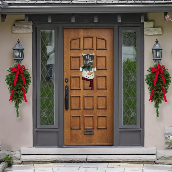 Northlight Pre-Lit Dakota Red Pine Artificial Christmas Teardrop Swag - 30" - Clear AlwaysLit Lights Green {3}