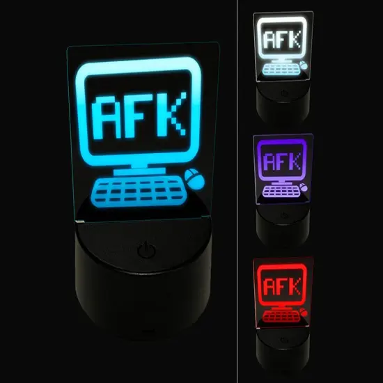 AFK Away From Keyboard Computer 3D Illusion LED Night Light Sign Nightstand Desk Lamp {1}