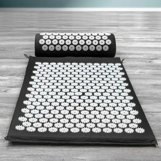 Sorbus Deluxe Acupressure Mat Pillow Combo Set - Relieves Your Stress of Lower Upper Back and Sciatic Pain (Black) {4}