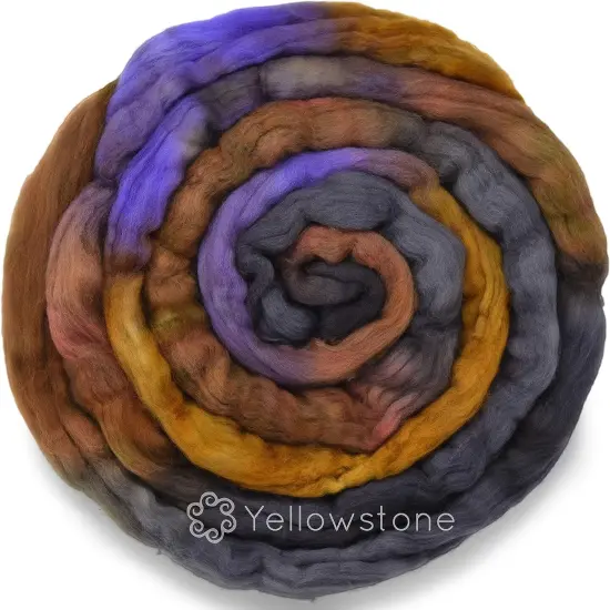 Organic Falkland Wool, Artisan Combed Top Roving: Premium Hand Dyed Fiber Braid for Spinning, Felting, Weaving. 4oz Double Dip Yellowstone {2}