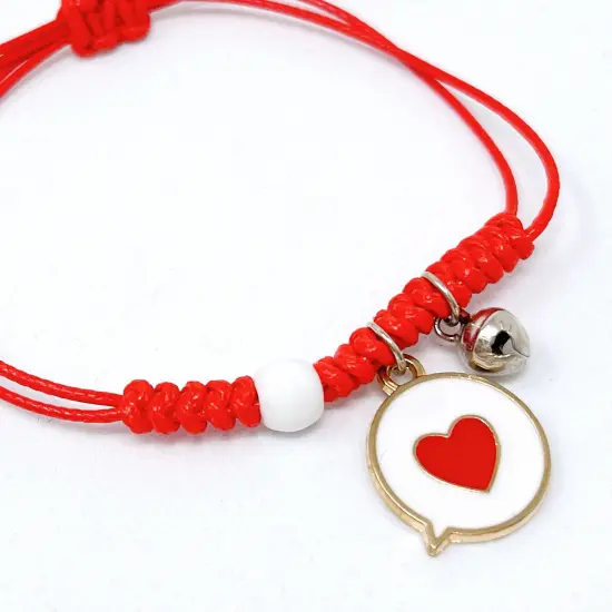 Wrapables Friendship Beaded Enamel Charm Bracelet, Heart {3}