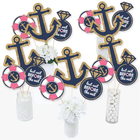 Big Dot of Happiness Last Sail Before the Veil - Nautical Bachelorette and Bridal Shower Centerpiece Sticks - Table Toppers - Set of 15 {3}