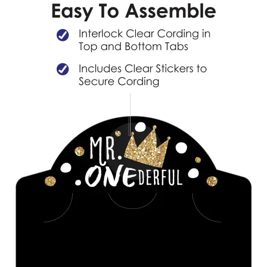 Big Dot of Happiness 1st Birthday Little Mr. Onederful - Boy First Birthday Party Vertical Photo Garland 35 Pieces {6}