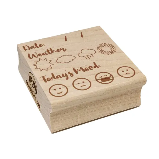 Date Fill-In with Weather Mood Tracker Daily CalendarSquare Rubber Stamp for Stamping Crafting {2}