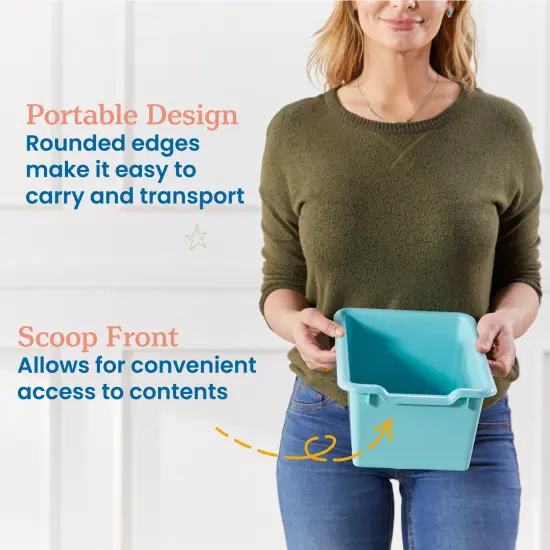 10 Cubby Mobile Tray Cabinet with 10 Scoop Front Storage Bins Contemporary {5}