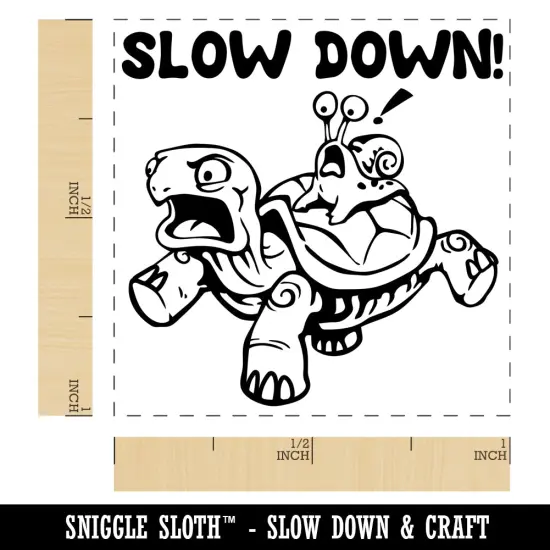 Slow Down Turtle Tortoise and Snail Self-Inking Rubber Stamp Ink Stamper Black {1}