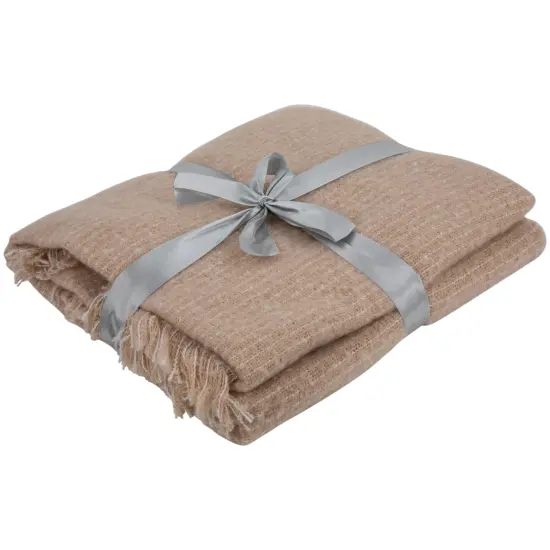 Northlight Light Coffee Throw Blanket with Fringe 50" x 60" Brown {1}