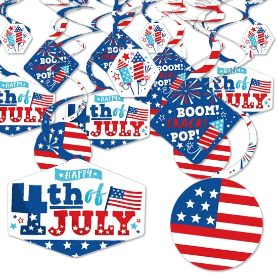 Big Dot of Happiness Firecracker 4th of July -Party Hanging Decor - Party Decoration Swirls - Set of 40 {1}