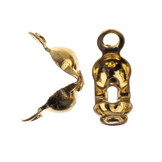 John Bead Clamshell Bead Tip 142/Pkg-Gold {2}