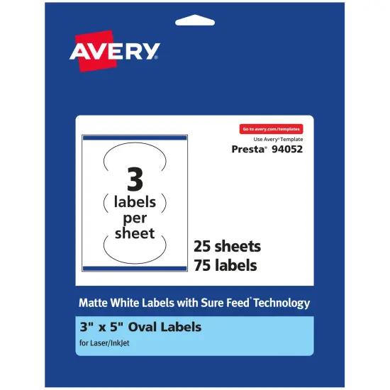 Avery Matte White Oval Labels, 3" x 5" {7}