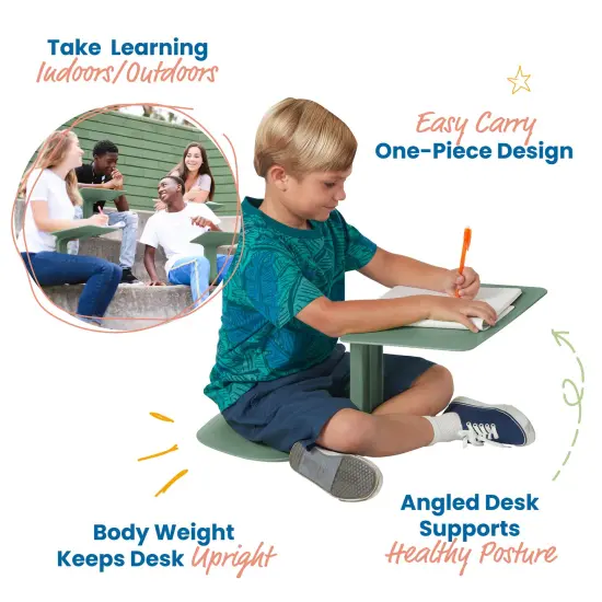 The Surf Portable Lap Desk, Kids Floor Desk, One-Piece Writing Table, Flexible Seating, 10-Pack Sage {3}