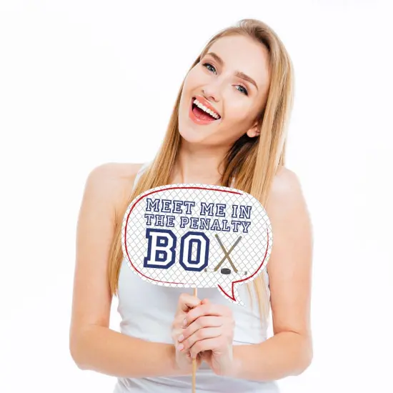 Big Dot of Happiness Shoots and Scores - Hockey Photo Booth Props Kit - 20 Count {4}