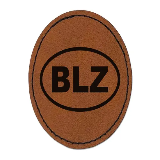 Belize BLZ Round Iron-On Engraved Faux Leather Patch Applique - 2.5" Brown {1}