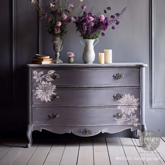 Prima Re-Design Decor Stencil 9"X12"-Dahlia Garden {2}