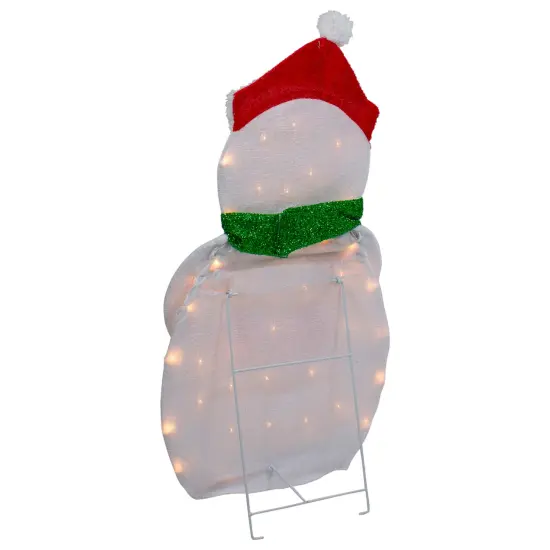 Northlight 32" Lighted 2D Chenille Snowman with Scarf Outdoor Christmas Decoration White {7}