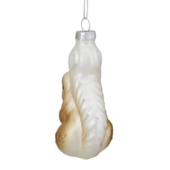 Northlight 3.75" Brown and White Glass Squirrel with Nut Christmas Ornament {6}