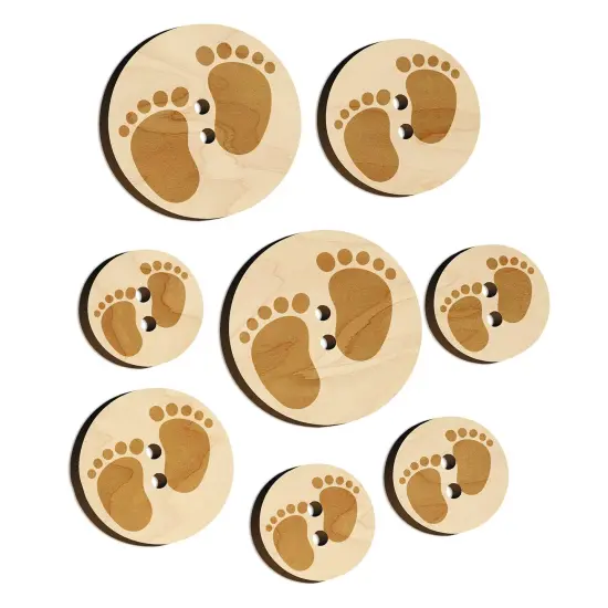 Baby Footprints Wood Buttons for Sewing Knitting Crochet DIY Craft {7}