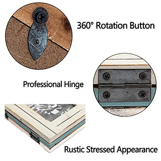 Rustic Trifold Picture Frame 3 Folding 4X6 Hinged Triple Distressed Photo Frame for Home Office Desk, Gift for Halloween, Thanks Giving Day, Christmas, New Year, Birthday, Anniversary, Mother's Day {5}