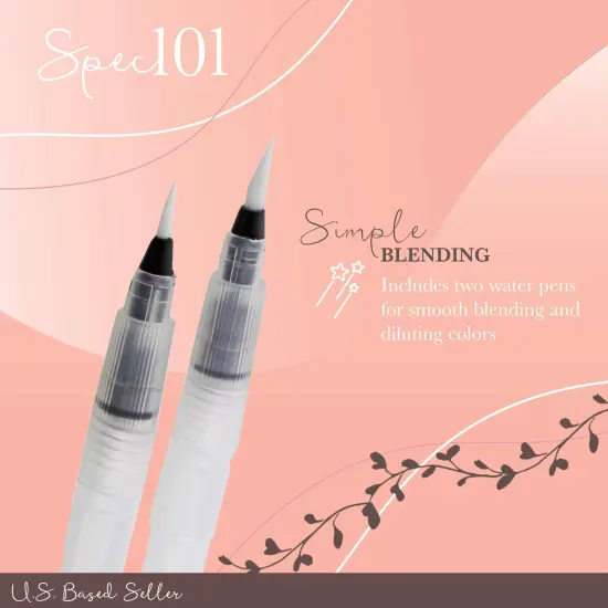 Spec101 Watercolor Pens Brush Set - 24 Watercolor Brush Markers and 2 Blend Pens {4}