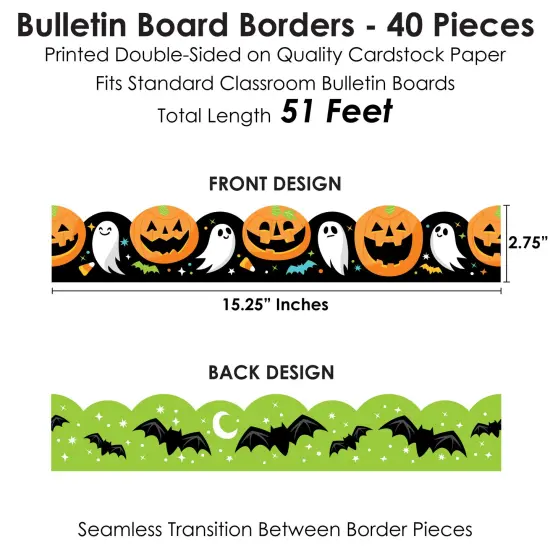 Big Dot of Happiness Spooky Halloween - Scalloped Classroom Decor - Bulletin Board Borders - 51 Feet {4}