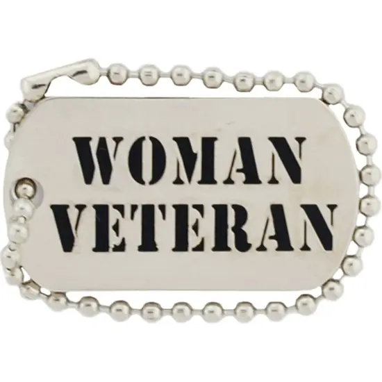 Eagle Emblems Pin-Woman Veteran "Dog Tag" (1-1/4") {1}