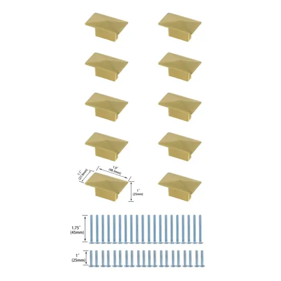 Perry 2" Brushed Gold Rectangle Knob Multipack (Set of 10) {6}