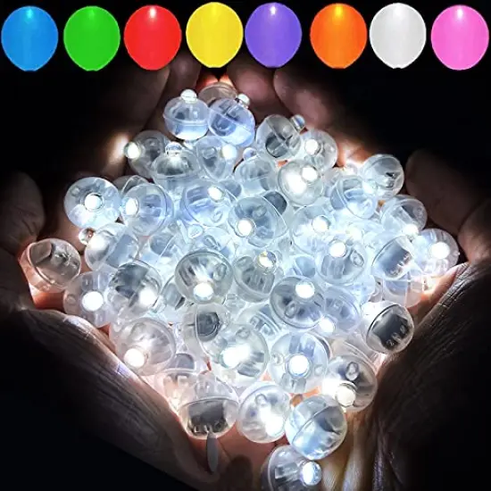 Aogist 100pcs White Balloon Lights,Long Standby Time Waterproof Mini Light,Battery Powered,Round LED Ball Lamp for Latex Balloon Paper Lantern Party Wedding Festival Christmas Halloween Decorative {1}