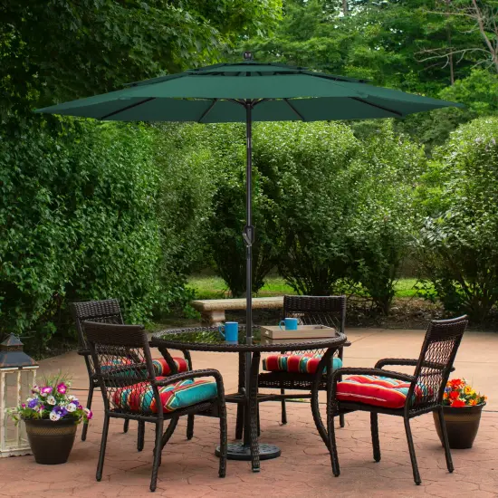 Northlight 9.75ft Outdoor Patio Market Umbrella with Hand Crank and Tilt, Green {3}