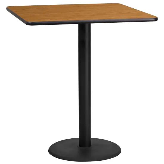 Emma and Oliver 36" Square Laminate Table Top with 24" Round Bar Height Table Base Natural {1}