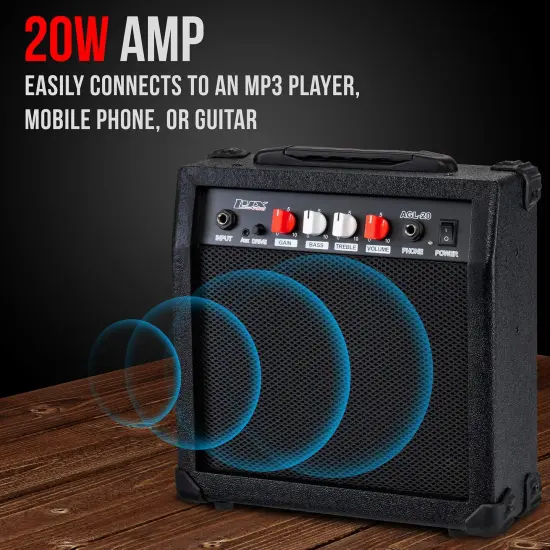 LyxPro Electric Guitar Amp, 20w Portable Mini Amplifier Black {2}