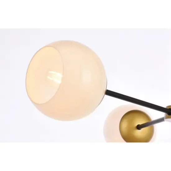 Briggs 32 inch pendant in black and brass with white shade {5}