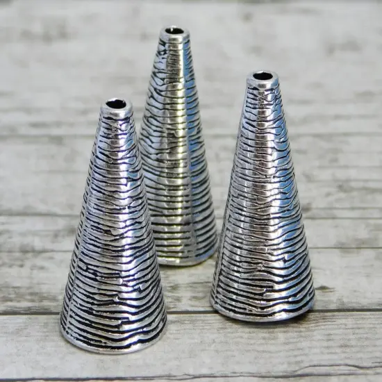25x15mm Antique Silver Tassel Caps - 20pcs {3}